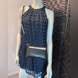 NWTKate Spade black saffiano leather crossbody set with contrasting zipper pouch